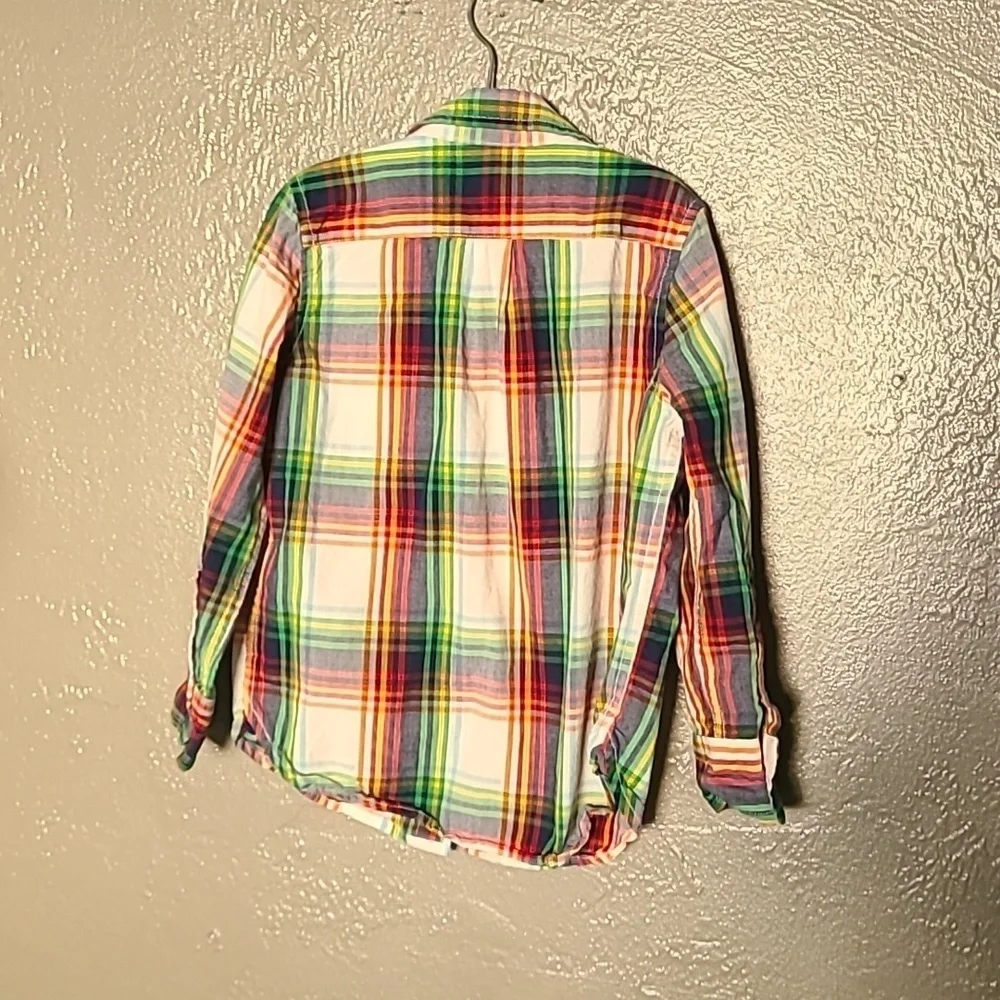 Gap boys plaid XS 4-5 100% cotton button-down shirt long sleeve